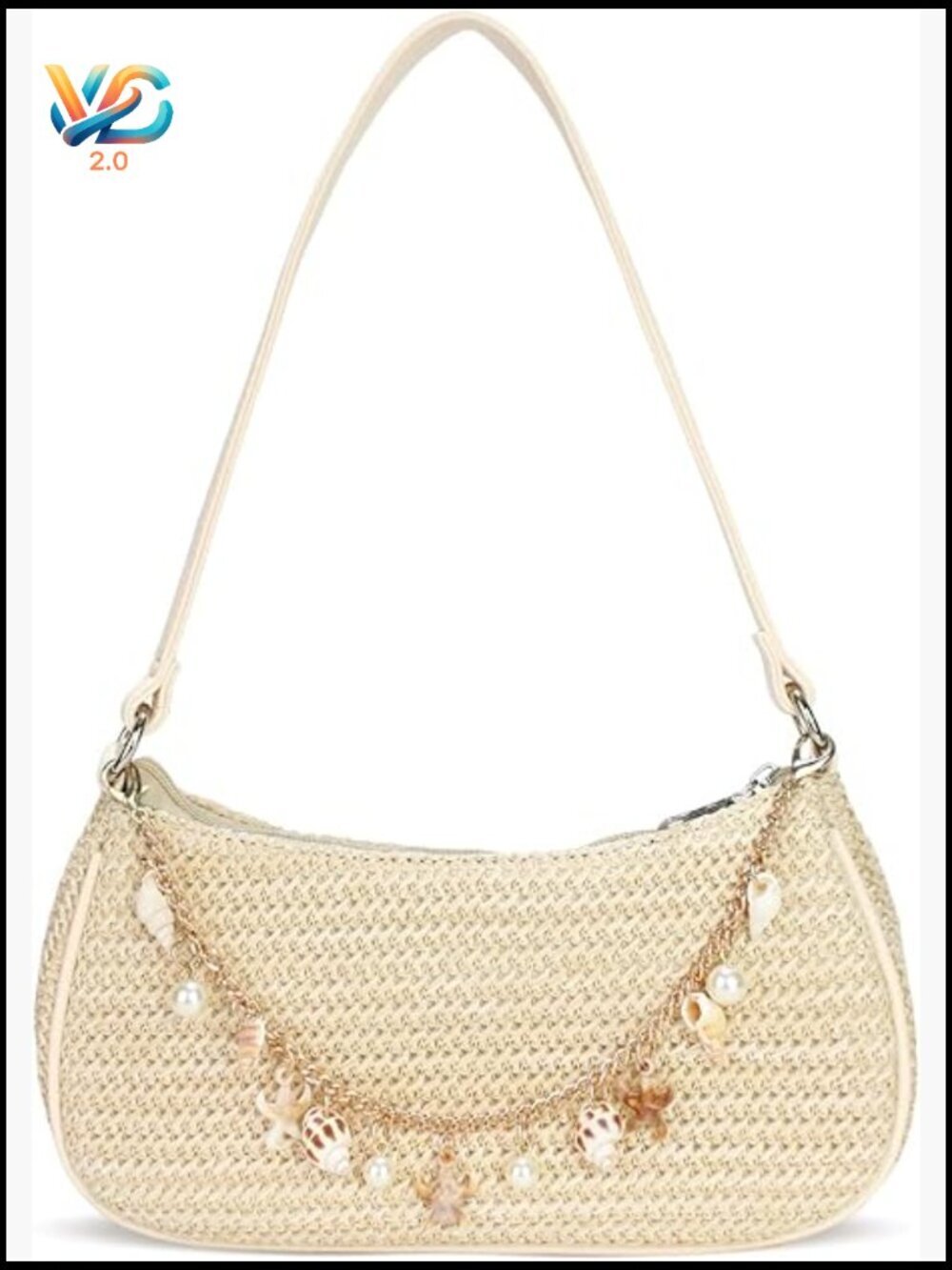 Straw Clutch Purse Woven Beach Bag Pearl Beaded Boho Summer Shoulder Bag